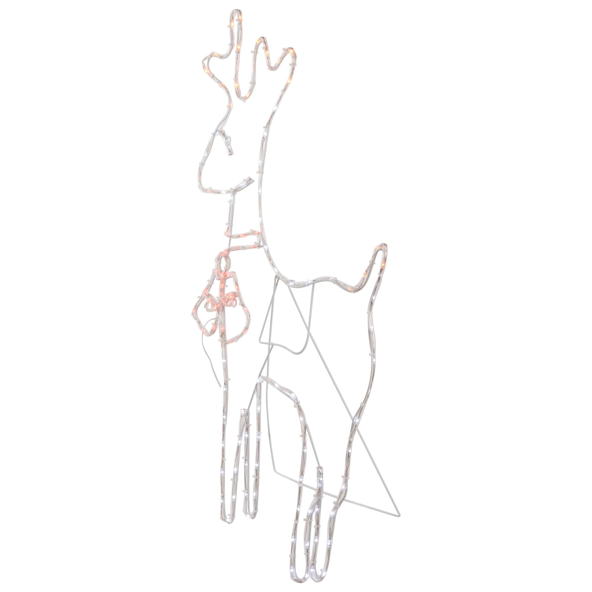 36" Lighted Standing Reindeer Silhouette Outdoor Christmas Decor Bed